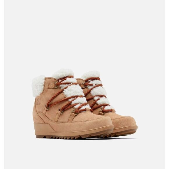 Sorel Evie Cozy Lace Bootie Womens 9.5 Tan Tawny Buff/Wood - Picture 1 of 9